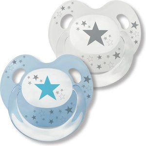 Baby-Nova Силиконова залъгалка Baby Nova Slimeline - 2 броя, бяла и синя (25225) - ozone