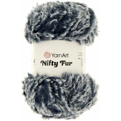 Yarnart Nifty Fur 8415 tmavo modrá s bielou