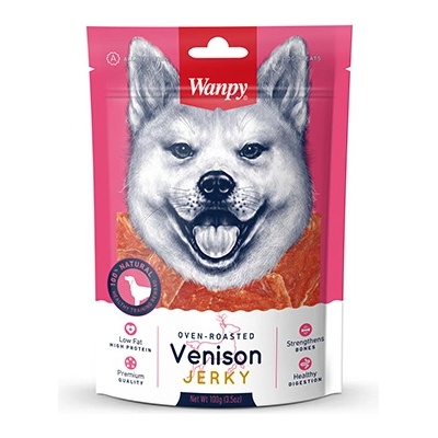 Wanpy Venison Jerky - Премиум клас лакомство за кучета с еленско филе, печено на фурна, 100 гр