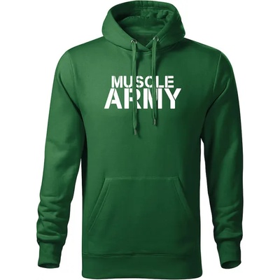 DRAGOWA мъжки суитшърт с качулка Muscle Army, зелен, 320г/м2 (5731)