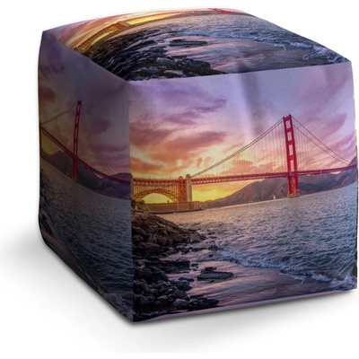 Sablio Taburet Cube Golden Gate 5: 40x40x40 cm