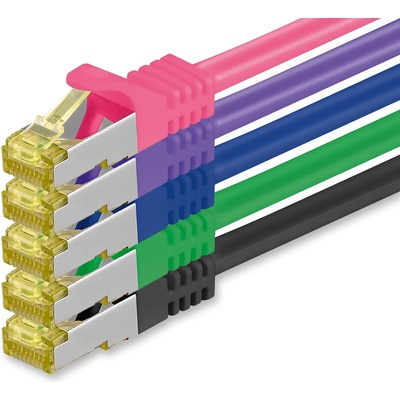 1aTTack. de Cat. 7 network cable 7.5m 5 colors 5 pieces Cat7 Ethernet cable network LAN cable raw cable 10 Gb s SFTP PIMF LSZH set patch cable with Rj 45 plug Cat. 6a - 4251073616223