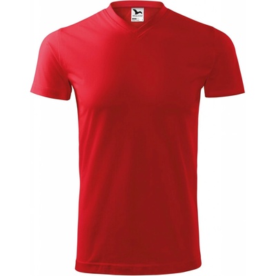 Malfini V-Neck Heavy 111 unisex tričko s výstrihom V červená