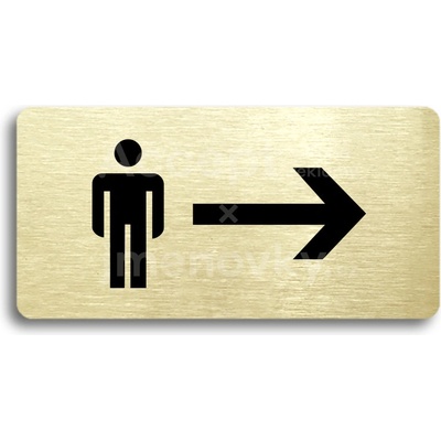 ACCEPT Piktogram WC MUŽI VPRAVO - zlatá tabulka - černý tisk bez rámečku
