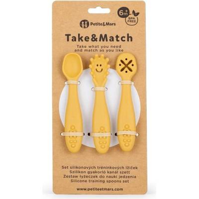 PETITEMARS Petite&mars Set silikonových tréninkových lžiček Take&Match Intense Ochre 6m+