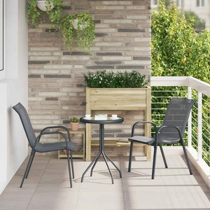 vidaXL Стифиращи градински столове, 2 бр, сиви, тъкан textilene (318778)