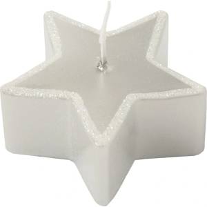 Unipar Комплект от 4 бели свещи , време на горене 4 ч. Star - Unipar (Star Silver Star 60x30)