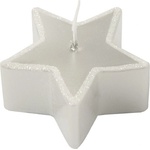 Unipar Комплект от 4 бели свещи , време на горене 4 ч. Star - Unipar (Star Silver Star 60x30)