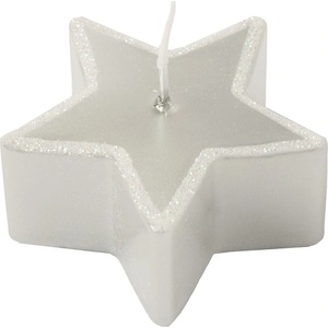 Unipar Комплект от 4 бели свещи , време на горене 4 ч. Star - Unipar (Star Silver Star 60x30)
