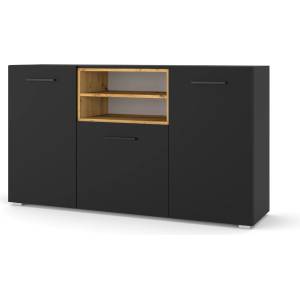BIM Furniture Комод anette l 151 см, дъб артисан/черен мат (anettel151cmdaset)