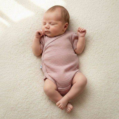 Baby Service Zavinovací kojenecké body mušelín Pudrová