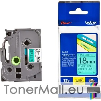 Image 1 of Brother Tape Black on Green Brother TZ-741