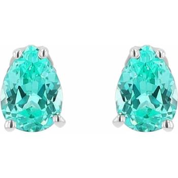 Eppi Zlaté náušnice s pear lab-grown paraiba turmalínom Ida E47102