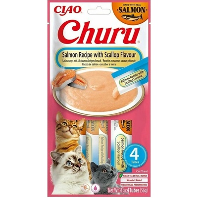 Churu cat snack losos & hřebenatka 4 x 14 g