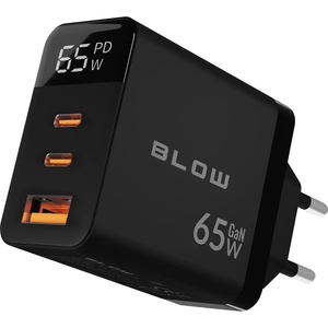 BLOW Зидна зарядна станция USB-C x2 PD 65W GAN с LCD дис лей черна (76-030#)