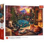 Trefl Пъзел Trefl от 1000 части - Котка в градина с цъфнали вишни (10348)