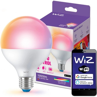 WiZ LED žárovka E27 G95 Globe 11W 1055lm 2200-6500K RGB IP20, stmívatelná