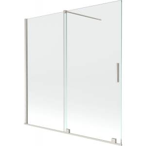 Mexen Velar двукрилен разтегателен параван за вана 160 x 150 cm, прозрачен, четкан никел - 896-160-000-01-97 (896-160-000-01-97)