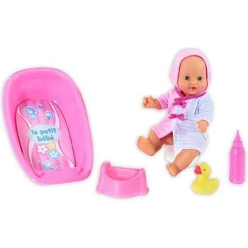LOKO Toys Le Petit Bebe Пишкаща кукла с корито за къпане шише и гърне (98413)
