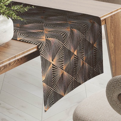 Biante Zamatový behúň Isabela IBL-012 Rose Gold trojuholníky na hnedom 20x120 cm