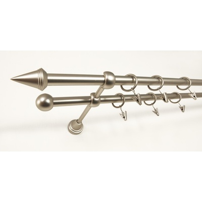 Garol Kovová garnýž Hrot decorative dvouřadá stříbrná 160 cm