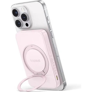 Baseus Преносима външна батерия с USB-C порт и безжично зареждане с MagSafe - Baseus PicoGo Qi2 Magnetic Wireless Charging Power Bank 5000 mAh 20W (розов) (P10076800413-00)