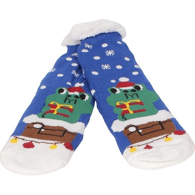 Мъжки коледни чорапи в синьо с жабче