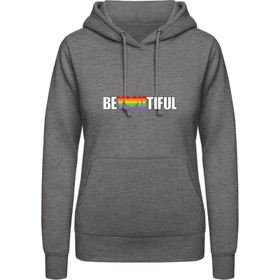 AWDis Dámska LGBTI mikina Nápis BeYOUtiful uhlíková