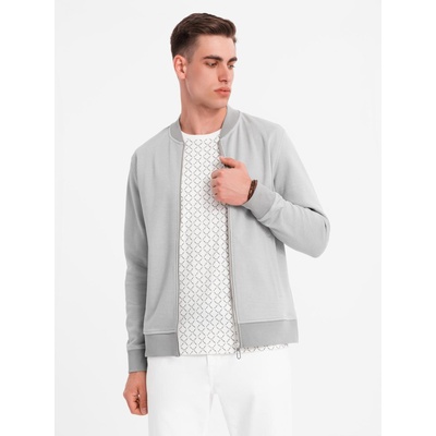 Ombre Clothing Мъжко плетено яке бомбър - сиво Ombre Clothing | Siv | МЪЖЕ | XXL