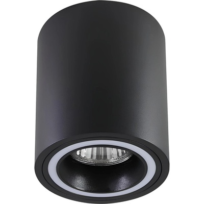 Kobald, indoor ceiling lamp, black aluminium lamp with white acryl shade, round downlight, GU10 1xMAX25W, D8cm, H10cm, b (71160)