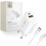 Tech-Protect nca45w-gan 2-port network charger pd 45w / qc3.0 + lightning cable white (5906302336012)