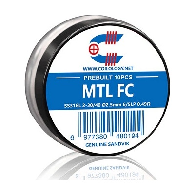 Coilology Předmotané spirálky Sandvik MTL Fused Clapton SS316L 10ks 0,49ohm