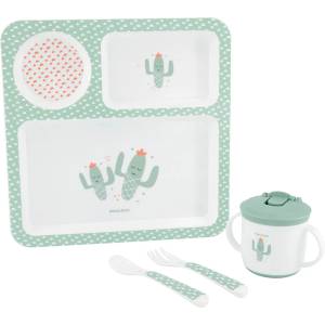 Kikkaboo Комплект за хранене Kikkaboo - Cactus, Mint, 4 части (31302040090)