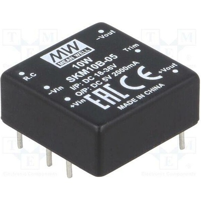 MEAN WELL SKM10B-05 Měnič: DC/DC; 10W; Uvst: 18÷36VDC; Uvýst: 5VDC; Ivýst: 2000mA; DIP