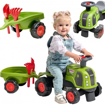 FALK Odrážadlo Riding Claas 470 Arion Green s prívesom + sada na piesok
