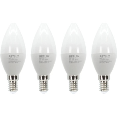 Retlux žárovka LED E14 5W C37 bílá teplá REL 25 4ks