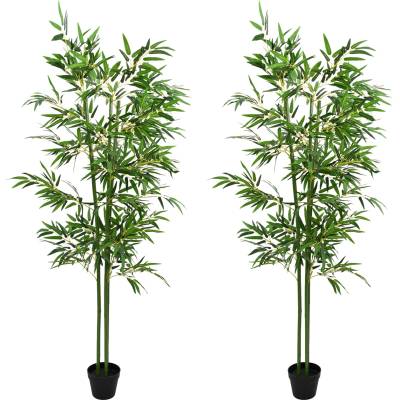 vidaXL Изкуствено бамбуково дърво 2 pcs Зелено 60 x 18 x 190 см (42042061)