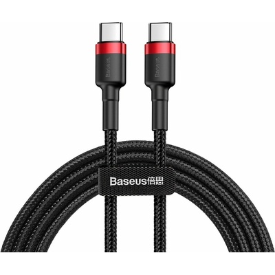 Baseus Кабел за данни Type-C към Type-C, 3A, 1m - Baseus Cafule (CATKLF-G91) - Червен / Черен
