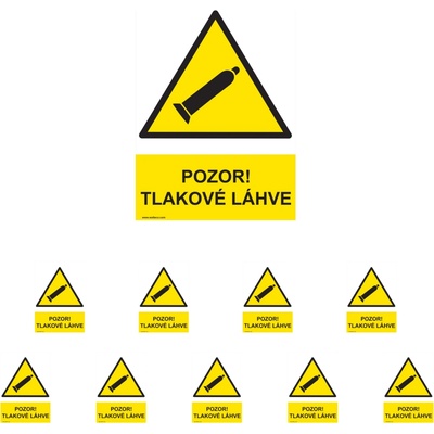 Walteco Pozor! Tlakové fľaše (žltá) 210x297mm, formát A4, samolepka Množstvo: 10 ks , 20037BP2