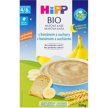 HiPP Bio mliečna na dobrú noc s banánom a suchármi 250 g