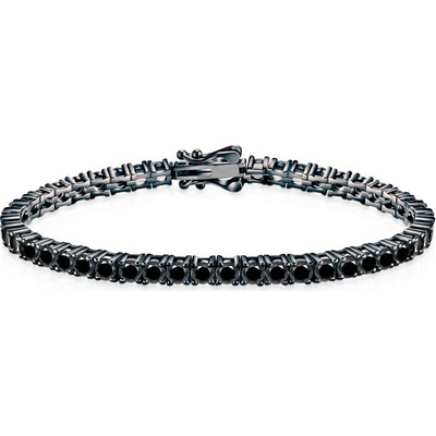 SAVICKI Tenisový náramok čierne striebro s čiernymi moissanitmi 3,4 mm 15 cm - SAV-B-TENIS-02WQ-3-15CM-34SZ-30K-925-CZMOI-CZ