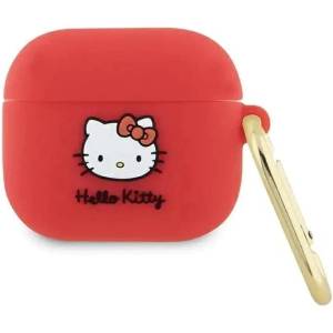 Hello Kitty Кейс Hello Kitty Silicone 3D Kitty Head за AirPods 3, червен (Hel000072-0)