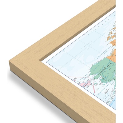 Excart Maps Svět - nástěnná politická mapa 134 x 95 cm (ČESKY) Varianta: mapa v dřevěném rámu, Provedení: Pegi přírodní