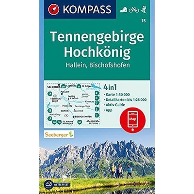 Kompass 15 Tennengebirge, Hochkönig, Hallein, Bischofshofen 1:50 000 turistická mapa
