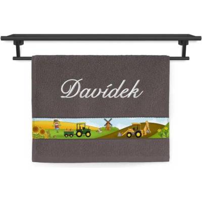 Povlečení Plus ručník se jménem na přání 30 x 50 cm malý farmář hnědý