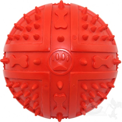 Uniq Pets gumový pískací míč s hroty vanilková vůně červený 9 cm