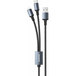 Dudao Универсален USB кабел с Lightning и USB-C конектори (120 см) - Dudao LBA 2-in-1 Charging Cable 6A (черен) (TGL2)