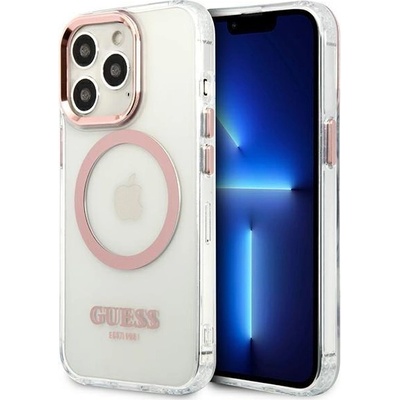 GUESS Кейс Guess GUHMP13LHTRMP за iPhone 13 Pro / 13 6.1", розов / розов, твърд, Metal Outline Magsafe (3666339057190)