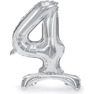 PartyDeco Samostojící fóliový balón 4 stříbrný 70 cm