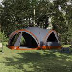 vidaXL Семейна палатка за 10 души Сив и оранжев 460 x 430 x 214 см (42004082) Палатка